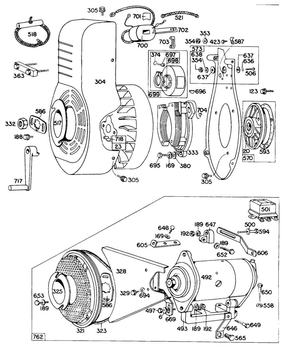 Blowerhsg,elect Starter,elect Diagram and Parts List for 191431-0023-XX  Briggs and Stratton Engine